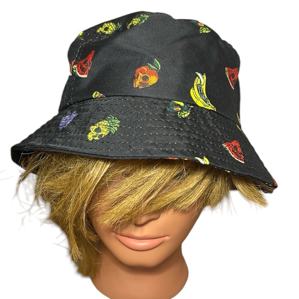 Arsenic mens fruit skulls bucket hat black summer‎ vacation size medium to large